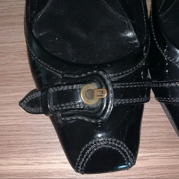 Fendi buckle shoes patent leather