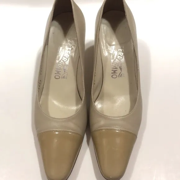 Ferragamo Heels-Tan- kitten /mid