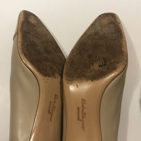 Ferragamo Heels-Tan- kitten /mid