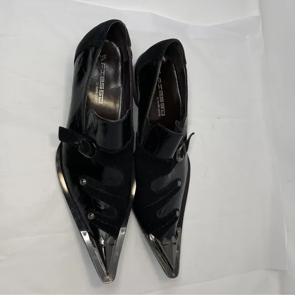 Fiesso by Aurelio Garcia Men Sz 12 Steampunk Western Goth Metal Tip Loafer Black