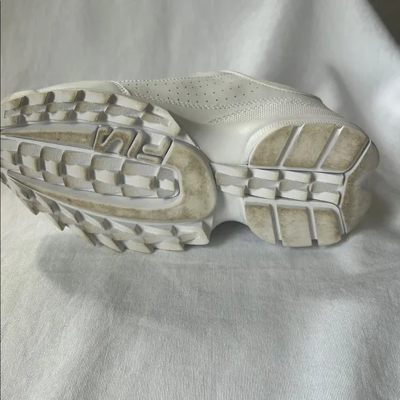 Fila Disruptor II Platform White Lace Up Low Top Sneaker Shoes Womens Size 7.5