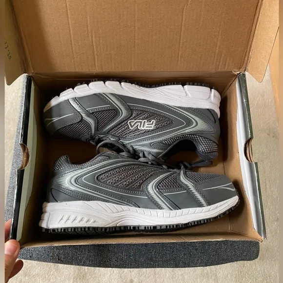 FILA Grey Slip Resistant Work Shoes