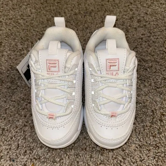 Fila Kids Disruptor 2 Platform Chucky Elevated Shoes Sneaker Peacoat White Sz 7