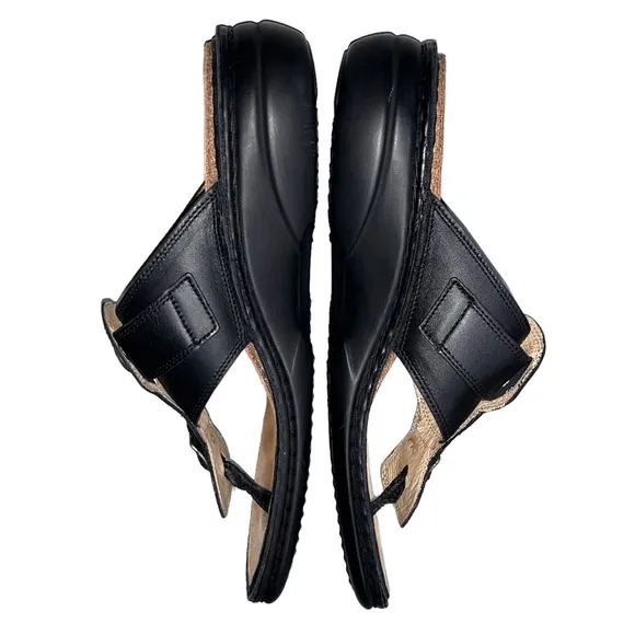 Finn Comfort Black Leather Wichita Flip Flop Thong Sandals