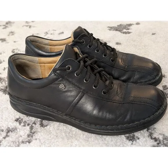Finn Comfort Dijon Black Leather Lace Shoes Men's 7.5UK‎