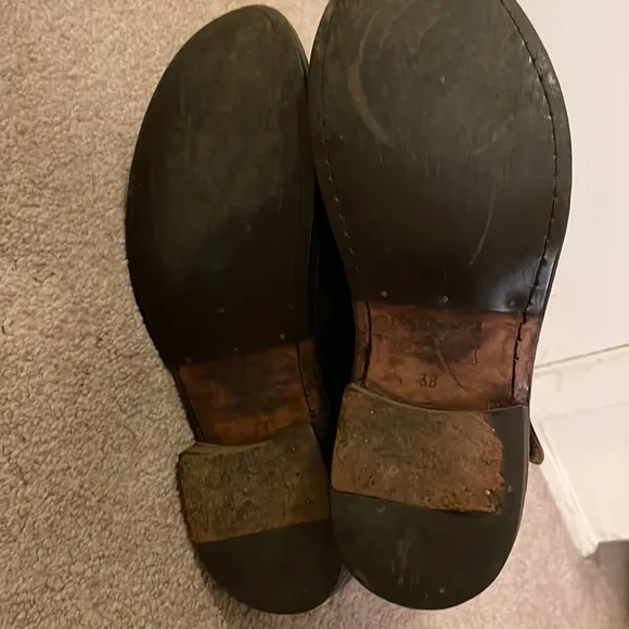 Fiorentini and Baker black mid calf size 8 leather boots with buckles.
