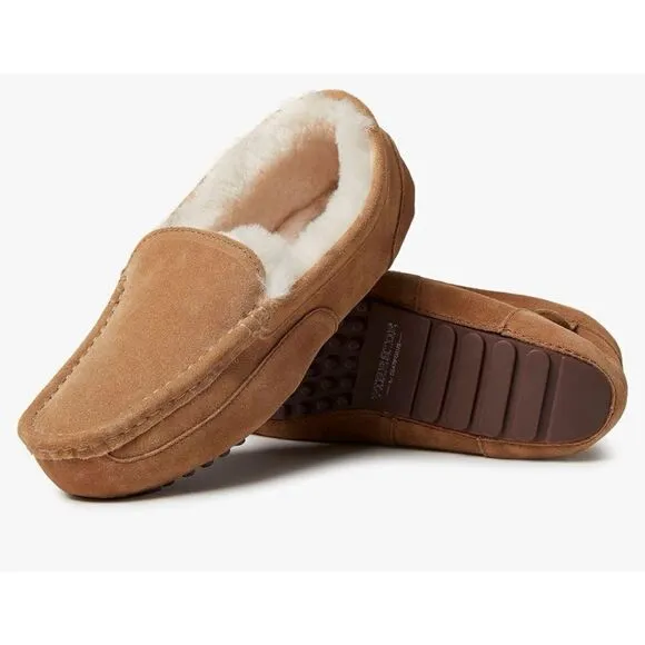 Fireside by Dearfoams Melbourne Shearling Indoor/Outdoor Moccasin Slippers Sz 9
