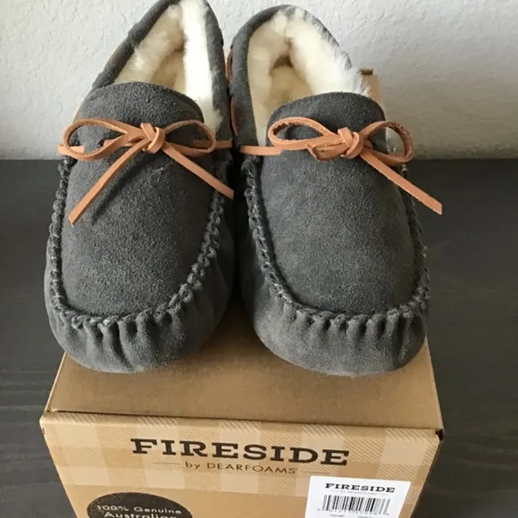 FIRESIDE BY DEARFOAMS Women's Victoria Genuine Shearling Moccasin Slipper