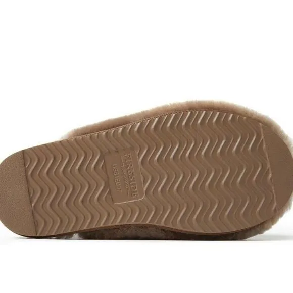 Fireside by Dearfoams Shelly Beach Shearling Slippers Driftwood 8 NWT IN PKG