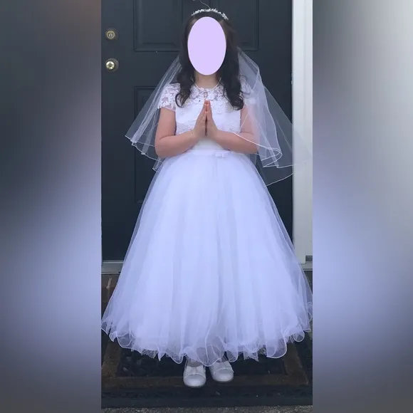 First Holy Communion Formal Dress/Veil/Shoes/Jewelry