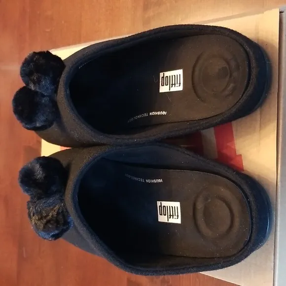 FITFLOP CHRISSIE POM-POM SLIPPERS - NEW IN BOX
