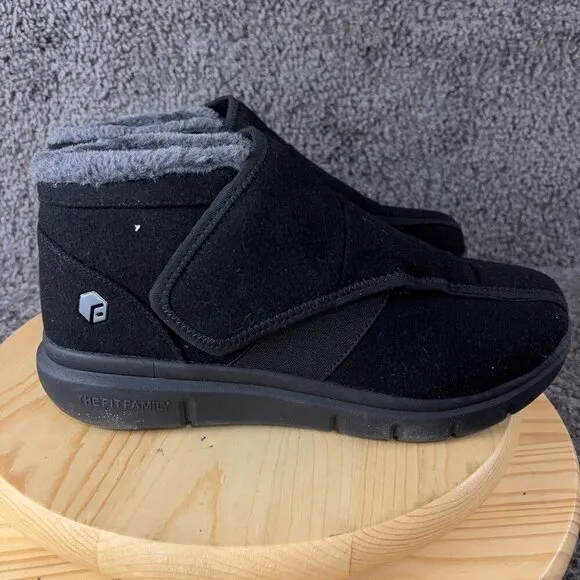 FitVille Diabetic Shoe Marca Mens Size 12.5 Wide Black Orthopedic Comfort Boot