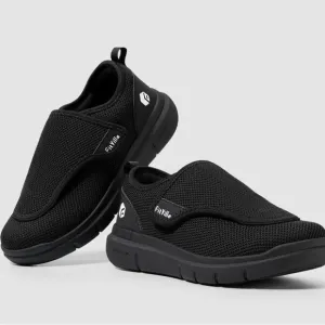 FitVille Men's EasyTop Wings Diabetic Comfort Shoes Orthopedic V2 Black 8.5EEW