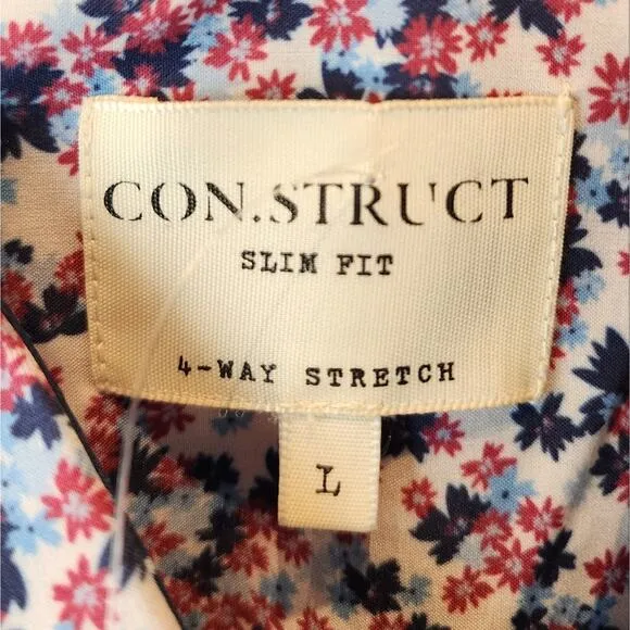 Floral Multicolor Men's Shirt Slim Fit Tropical Button Shirt L