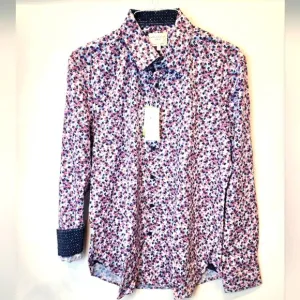 Floral Multicolor Men's Shirt Slim Fit Tropical Button Shirt L