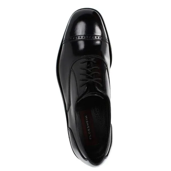 Florsheim 'Lexington Brogue' Black Patent Leather Lace-Up Oxford Sz. 8D EUC