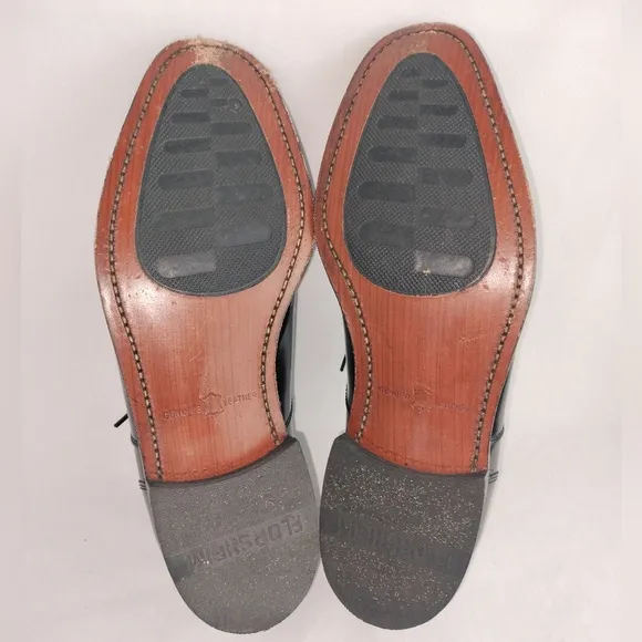 Florsheim 'Lexington Brogue' Black Patent Leather Lace-Up Oxford Sz. 8D EUC