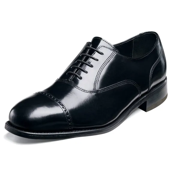 Florsheim 'Lexington Brogue' Black Patent Leather Lace-Up Oxford Sz. 8D EUC