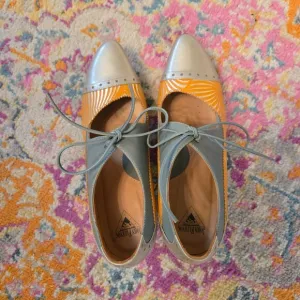 Fluevog Mary Jane Tie Heels, Sz 6