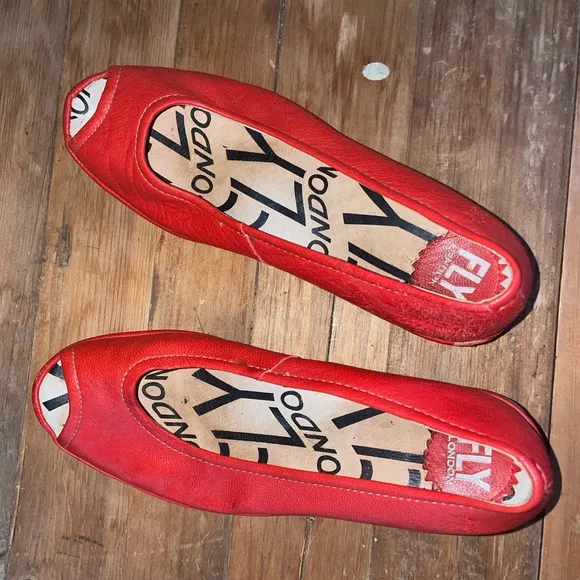 Fly London Red Wedge Shoes with Chunky Heel Staple Eclectic Bold Gently Used