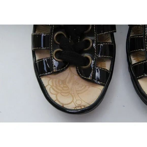 Fly London YITO Shoes Wedge Heels Womens Black Sandals Sz 40 Us 9