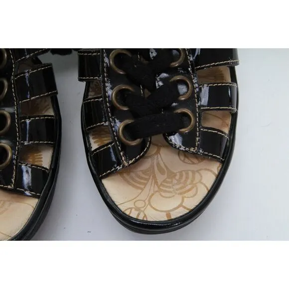 Fly London YITO Shoes Wedge Heels Womens Black Sandals Sz 40 Us 9