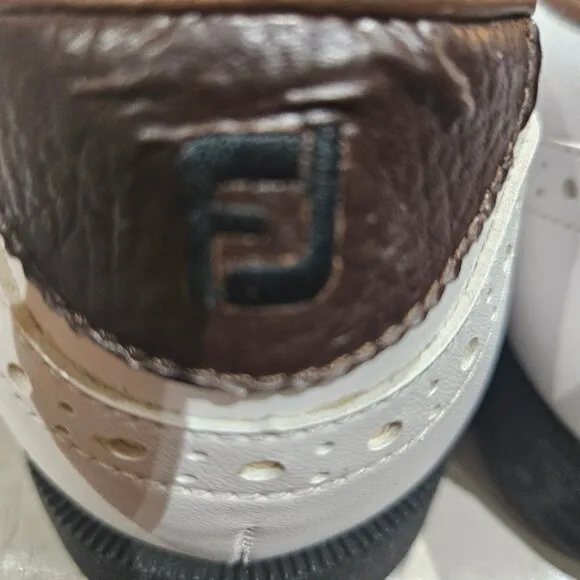 FootJoy GreenJoys Mens Saddle Golf Shoes Brown &amp; White Leather Size 10.5  # 4550