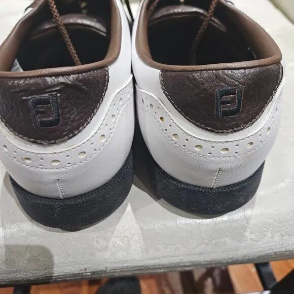 FootJoy GreenJoys Mens Saddle Golf Shoes Brown &amp; White Leather Size 10.5  # 4550