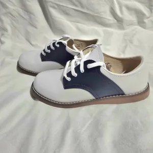 Footmates White and Blue Dress Shoes. Genuine Leather. 13.5 Size. Preppy