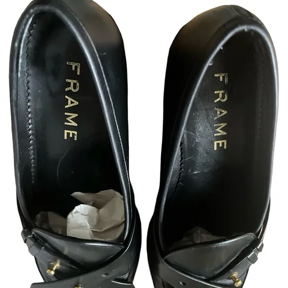 Frame La Larchmont Leather Criss Cross Leather Loafers Shoes Sz 37 Old Money