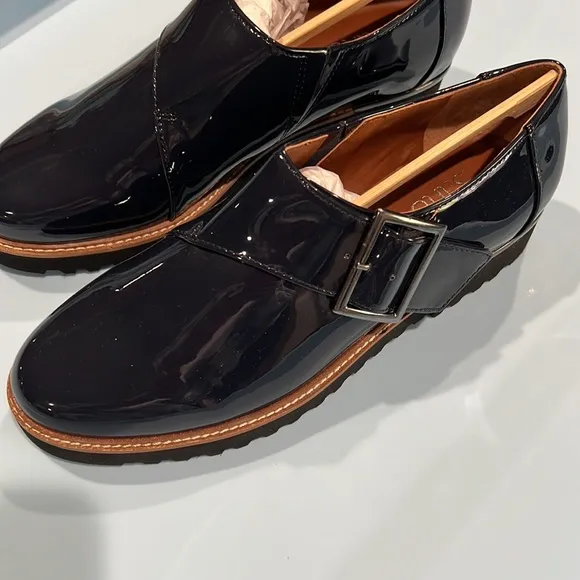 Franco Sarto Cade blue 6.5 M patent Monk Strap Oxford shoes
