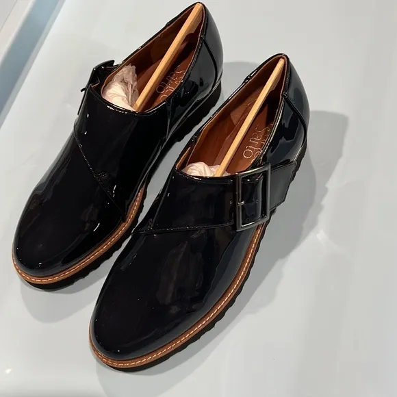 Franco Sarto Cade blue 6.5 M patent Monk Strap Oxford shoes
