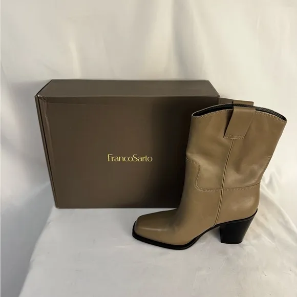 Franco Sarto Tan Heeled Boots Sleek Leather Design​