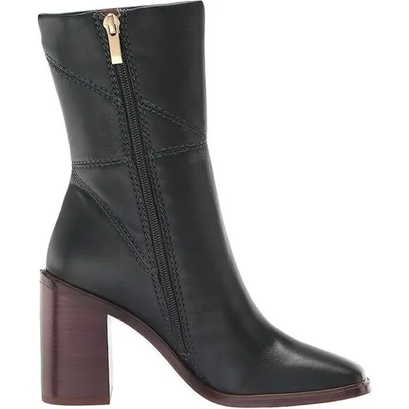 Franco Sarto Women's Stevie Mid Calf Boots Leather, Black Size 9M