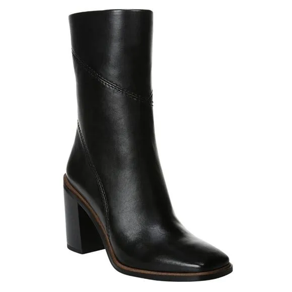 Franco Sarto Women's Stevie Mid Calf Boots Leather, Black Size 9M