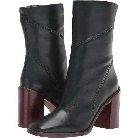 Franco Sarto Women's Stevie Mid Calf Boots Leather, Black Size 9M