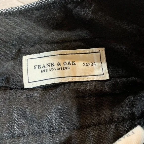 Frank &amp; Oak Mens 34x34 Dress Pants Gray Nathan Modern Slim Fit Straight