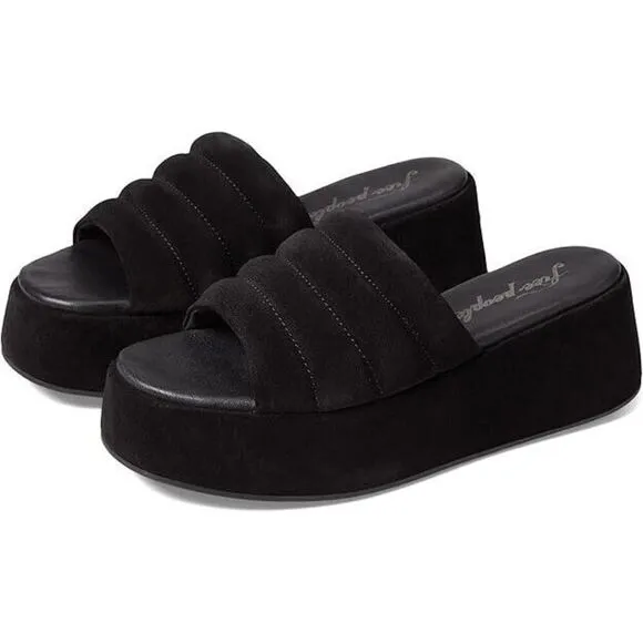 Free People Almost Paradise Sandals Womens 6 Black Slip-on Platform Shoes ZPP169