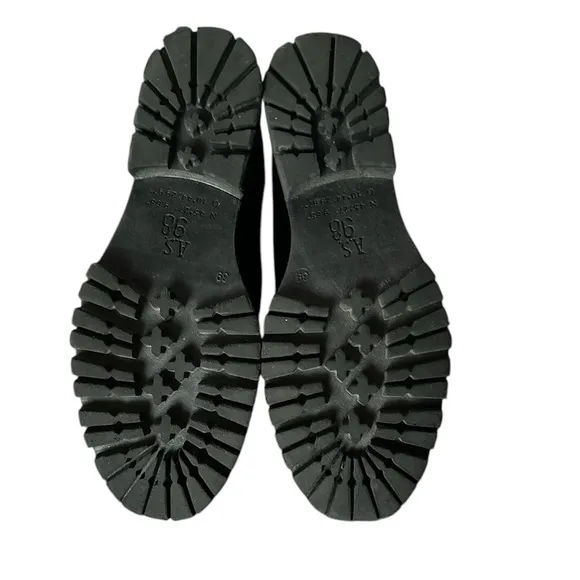 FREE PEOPLE A.S.98 Black White faux fur tongue lug suede chunky leather Shoes