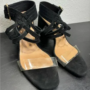 Free People Black Lina Block Heels Size Women’s US‎ 8.5 EU 39 Sandals Woven