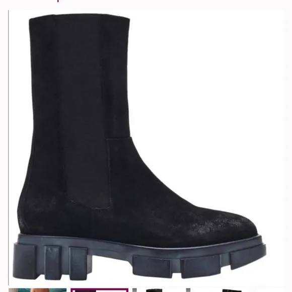 Free people brooks Chelsea boots black suede lug sole shoes 39.5