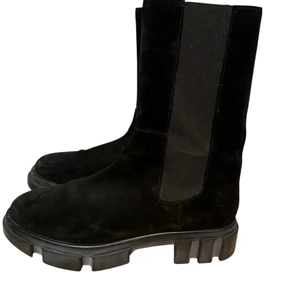 Free people brooks Chelsea boots black suede lug sole shoes 39.5