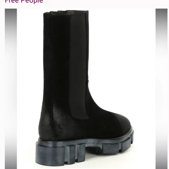 Free people brooks Chelsea boots black suede lug sole shoes 39.5