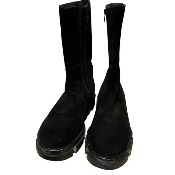 Free people brooks Chelsea boots black suede lug sole shoes 39.5