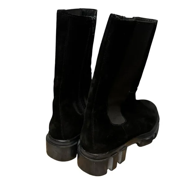 Free people brooks Chelsea boots black suede lug sole shoes 39.5