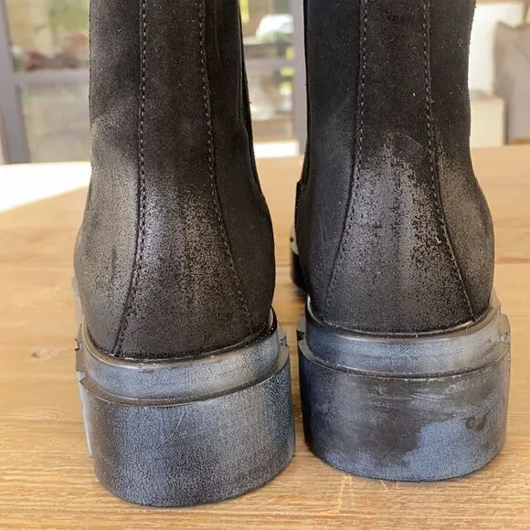 Free People Brooks Chelsea Boots Black Suede Lug Sole US 7