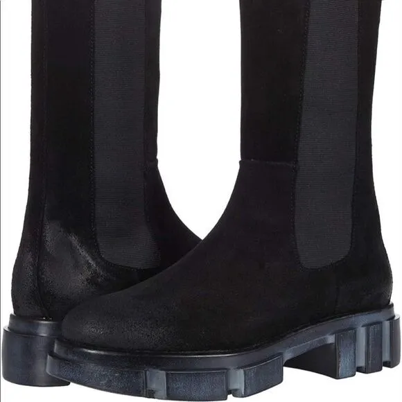 Free People Brooks Chelsea Boots Black Suede Lug Sole US 7