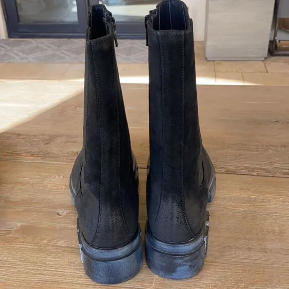 Free People Brooks Chelsea Boots Black Suede Lug Sole US 7