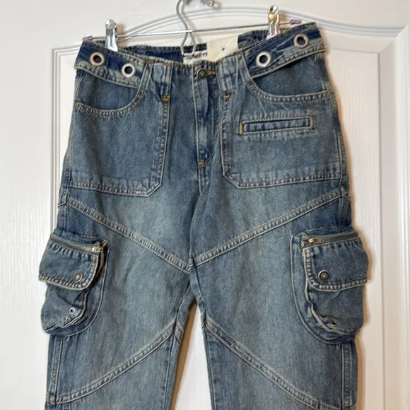 Free People Call Me Crazy Cargo Jeans Size 27