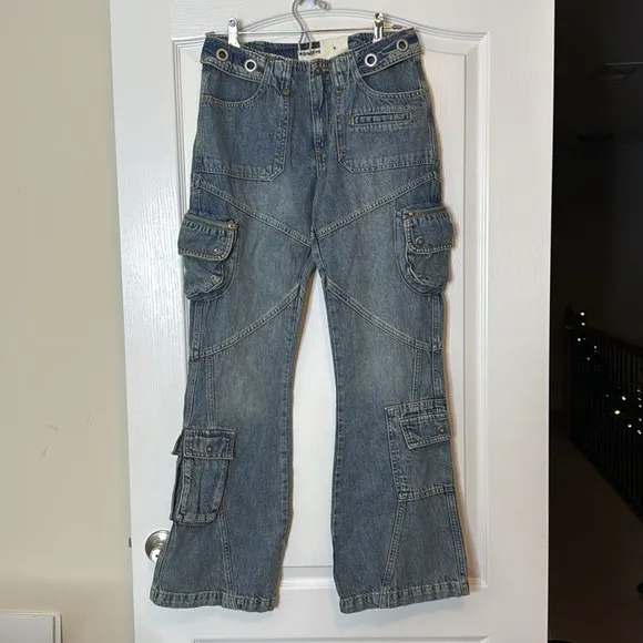Free People Call Me Crazy Cargo Jeans Size 27